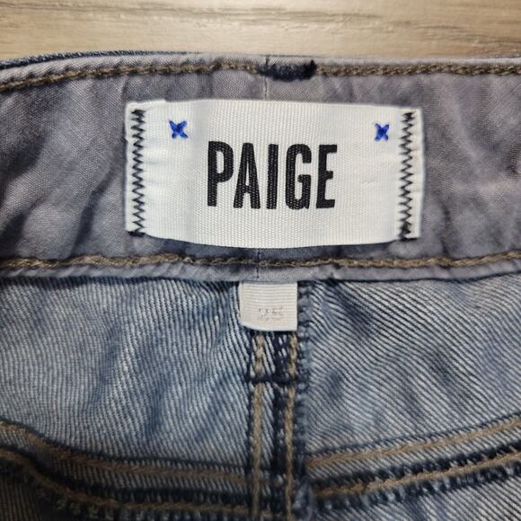 Paige Jeans Womens 25 Blue Denim Skyline Skinny Fit Distressed Stretch Casual - Picture 4 of 9